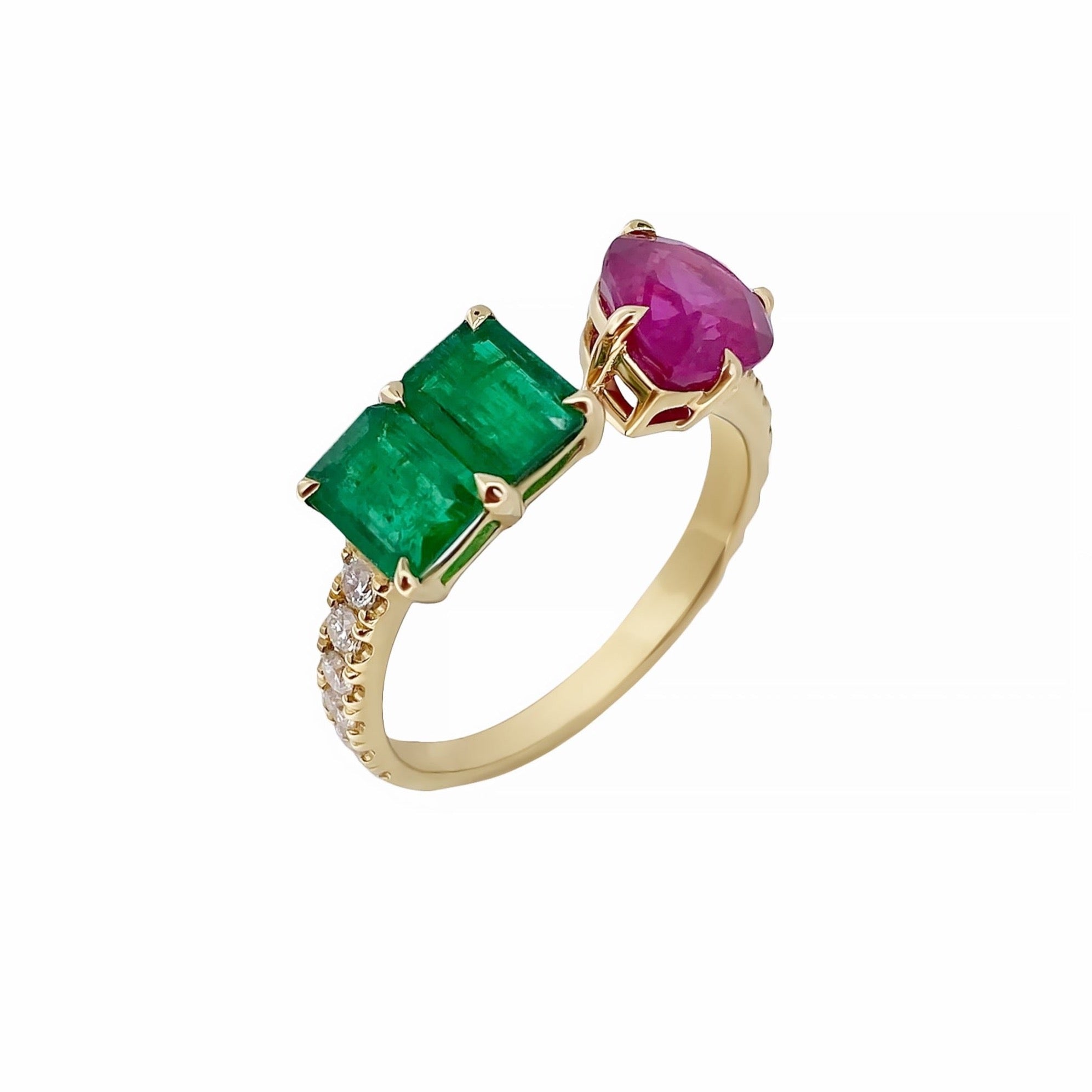 Emerald hot sale ruby ring