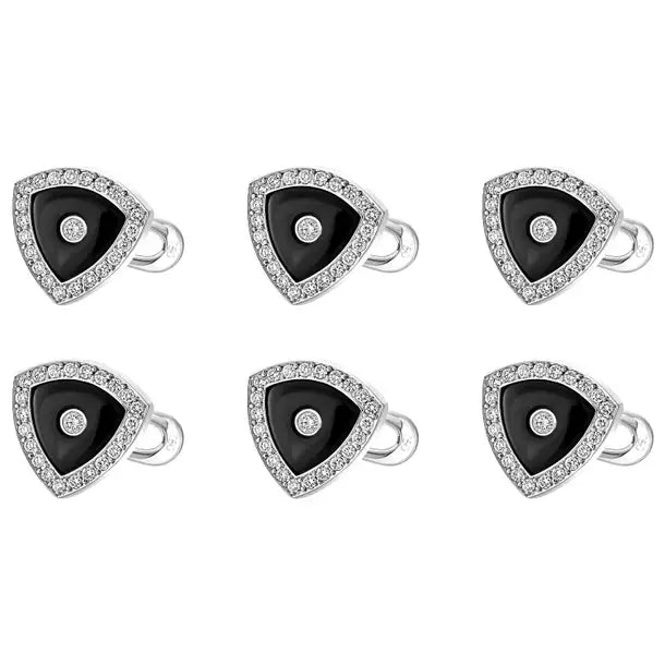 Black Onyx and Diamond Shirt Buttons in 6-Piece Set