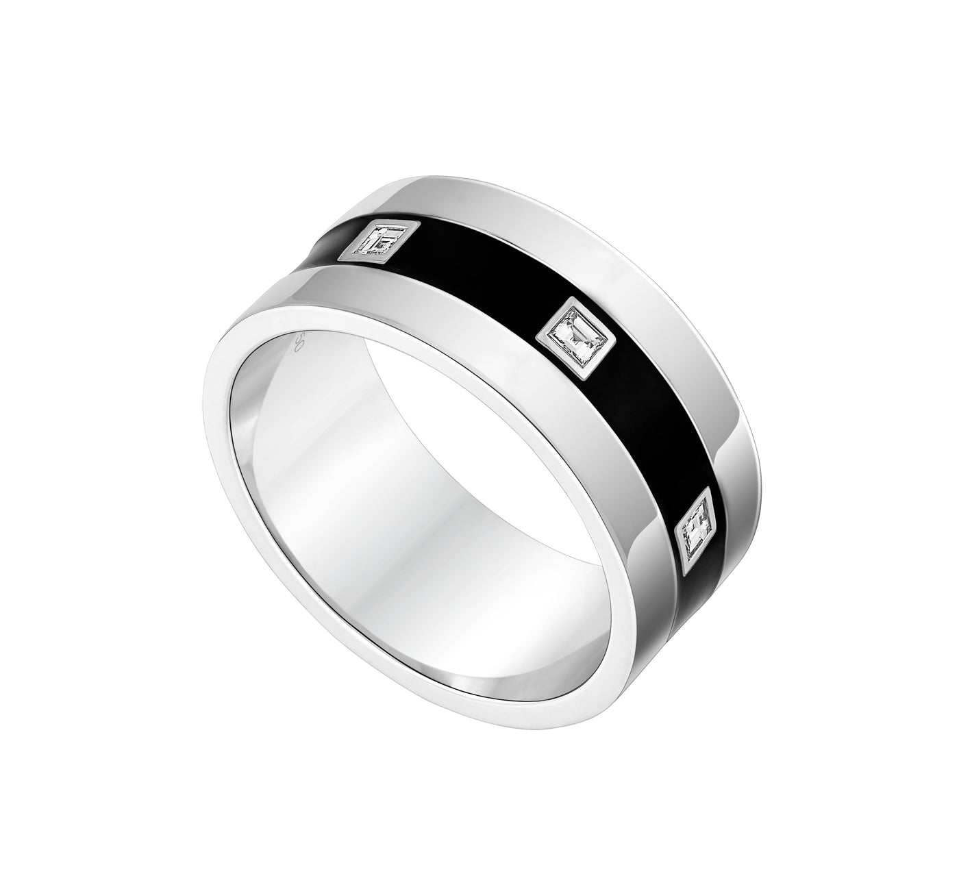 Black Enamel Ring with Diamonds