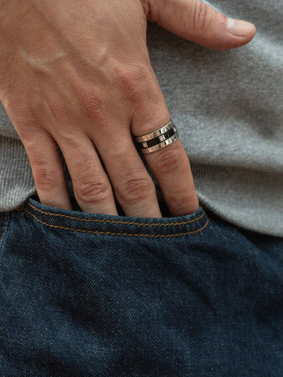 Black Enamel Ring with Diamonds