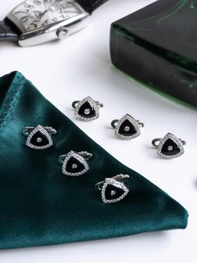 Black Onyx and Diamond Shirt Buttons in 6-Piece Set