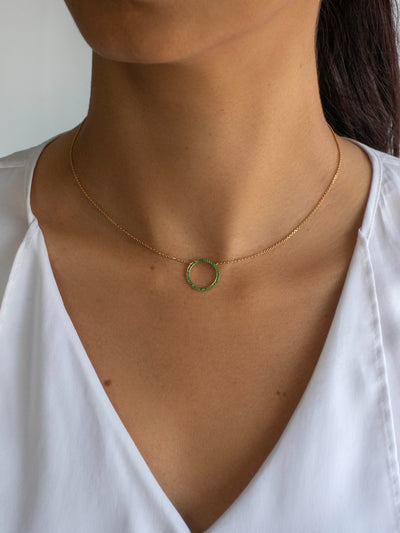 Pave'd Emerald Circle Necklace