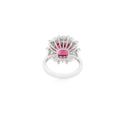 6.013 ct Red Mehenge Spinel and Diamond Ring in 18k White Gold