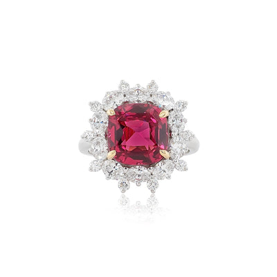 6.013 ct Red Mehenge Spinel and Diamond Ring in 18k White Gold