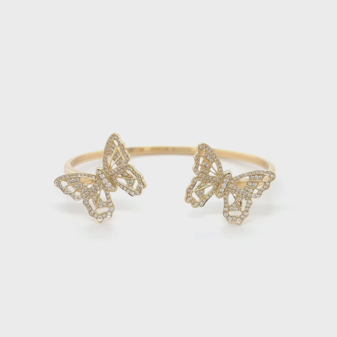 Diamond Butterly Bangle in 18k Yellow Gold