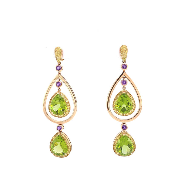 Peridot and store amethyst earrings