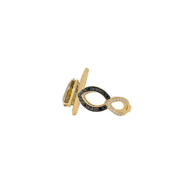 Mali Garnet Ring with Tsavorite and Black Diamonds in 18K Yellow Gold
